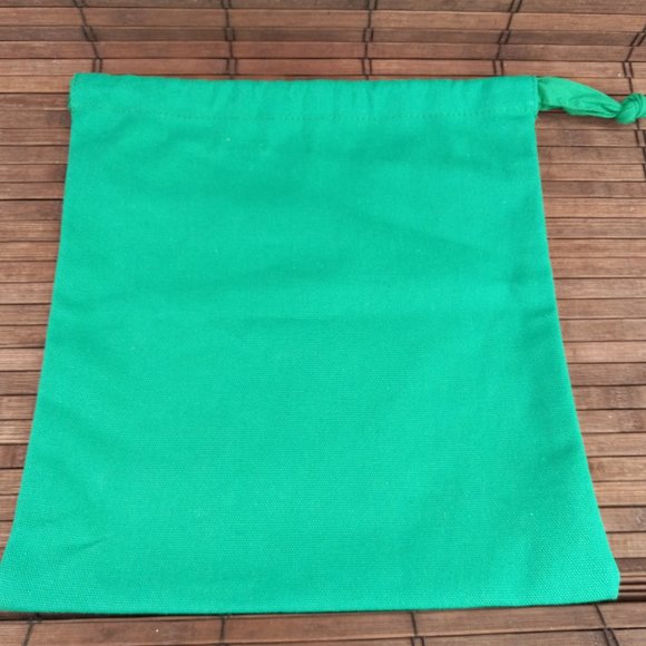 2 Arbonne Green Drawstring Gift Bags Gold Embroidered Logo - Picture 3 of 6